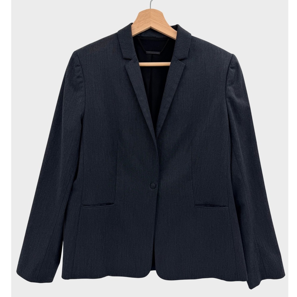 Elie Tahari Charcoal Gray Single Button Blazer Size 10 career tailored old money